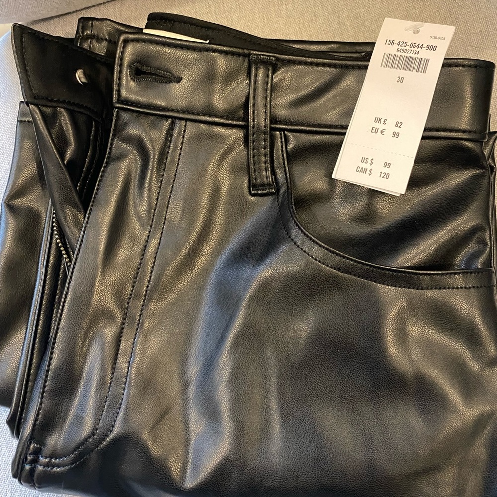 Abercrombie Curve Love Vegan Leather Ankle Straight Pants